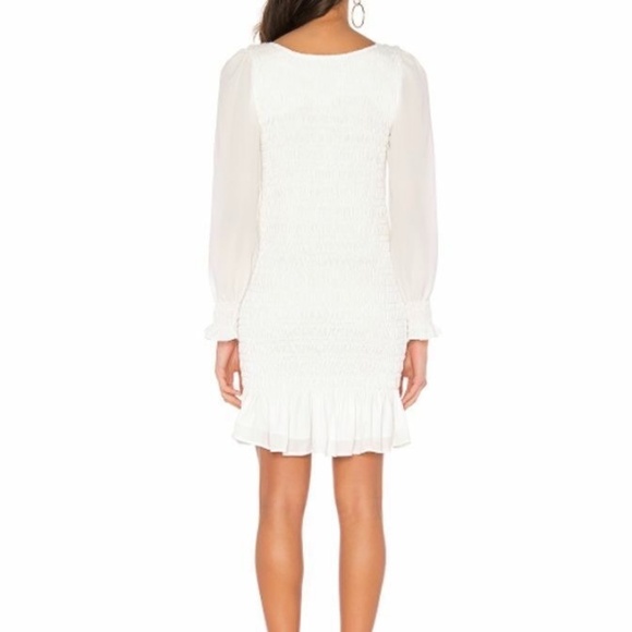KRISA White Smocked L/S Mini Dress Bridal Shower Size S NWT Sold on Revolve - Picture 2 of 11